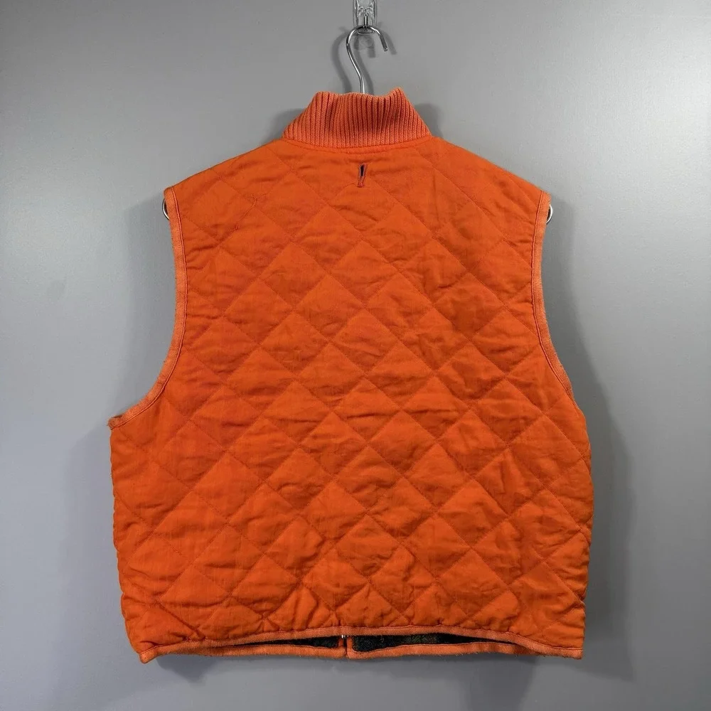 Banana Republic Vest Mens Small Orange Quilted Wool Lined Full Zip Outdoor